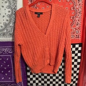 Coral pink cardigan sweater